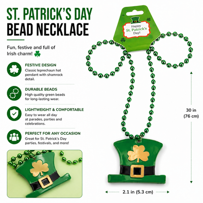St. Patrick's Day Bead Necklace – Green Party Necklace