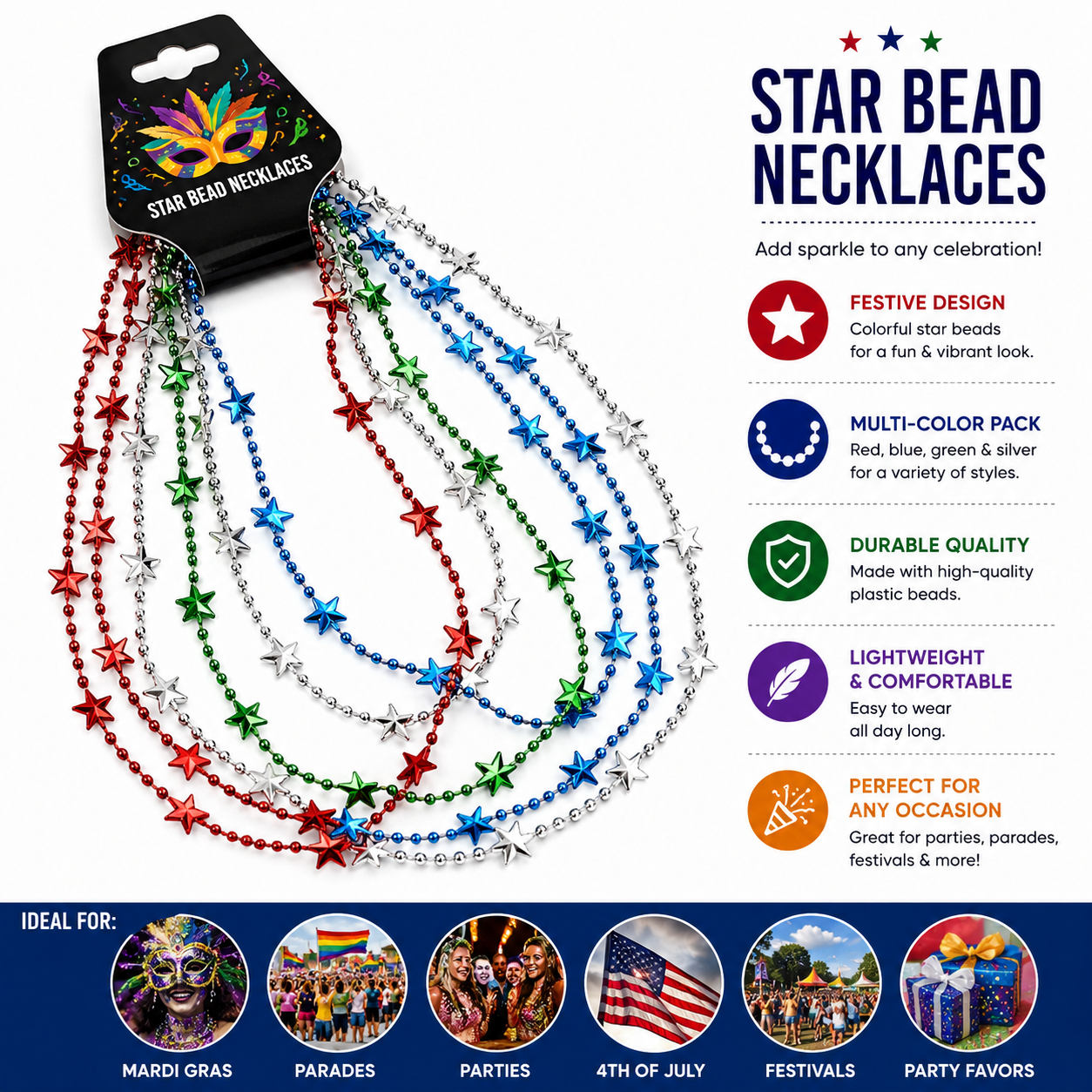 Metallic Star Bead Necklace Set