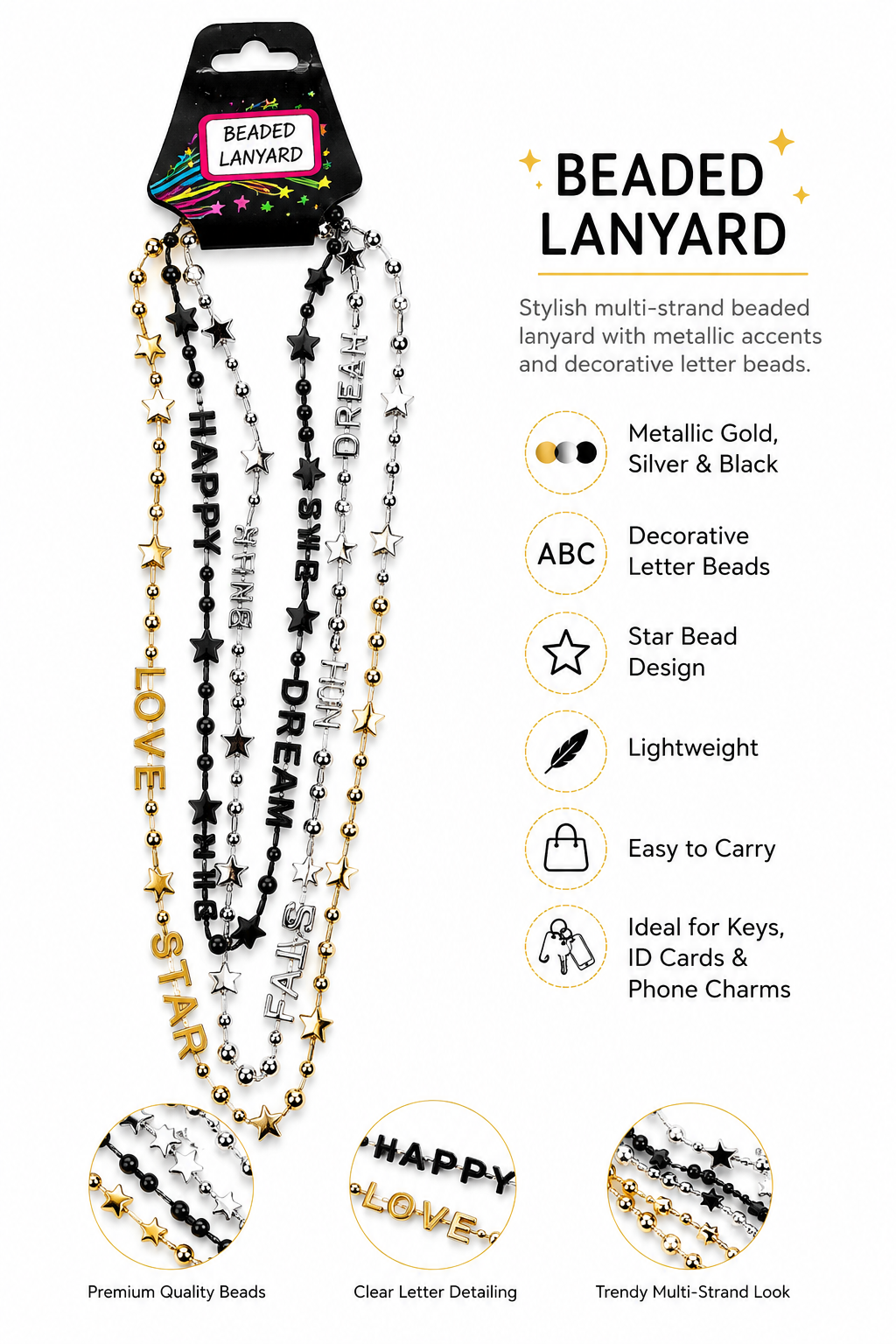 Decorative Beaded Lanyard Necklace