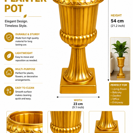 54cm Decorative Gold Planter Pot