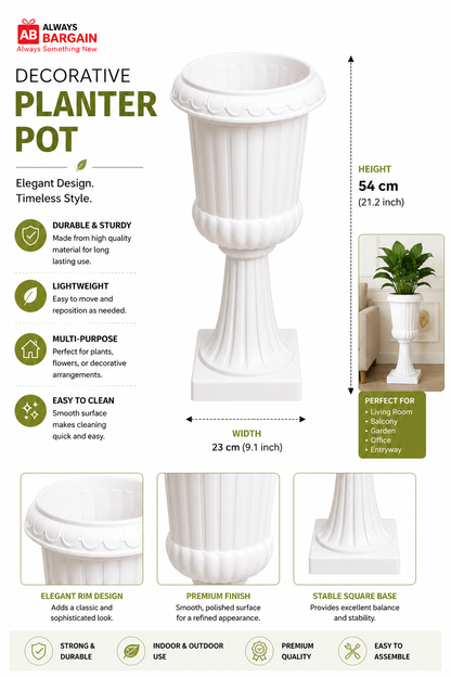 White Decorative Planter Stand – 54cm Flower Pot