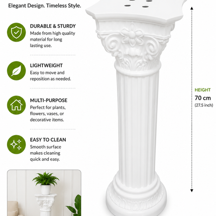 70cm White Decorative Plant Stand