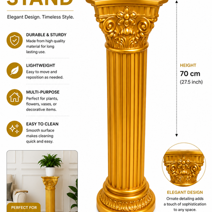 70cm Gold Decorative Plant Stand