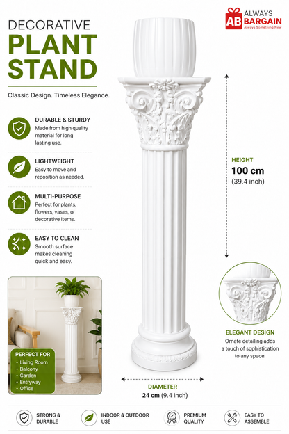 White Decorative Pedestal Plant Stand – 100cm