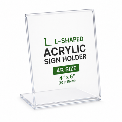 4R Acrylic Display Stand 4" x 6" – Clear Sign Holder