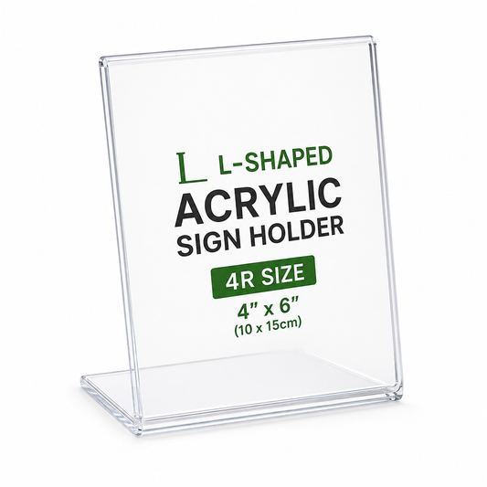 4R Acrylic Display Stand 4" x 6" – Clear Sign Holder