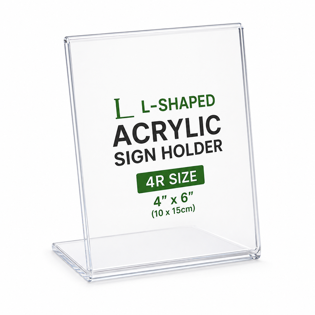 4R Acrylic Display Stand 4" x 6" – Clear Sign Holder