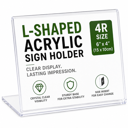 Clear Acrylic Sign Display Stand – 4R Landscape Holder