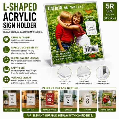 5R Acrylic Display Stand 5" x 7" – Clear Sign Holder