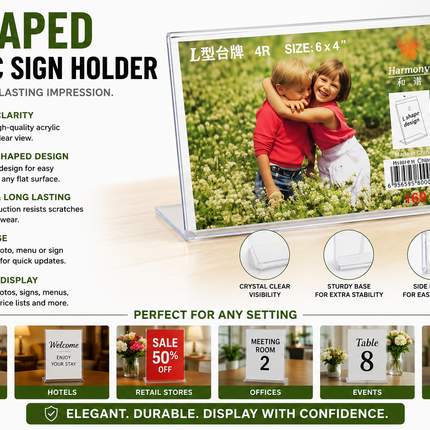 Clear Acrylic Sign Display Stand – 4R Landscape Holder