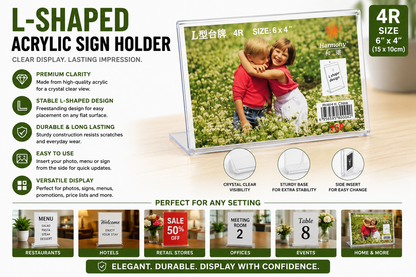 Clear Acrylic Sign Display Stand – 4R Landscape Holder