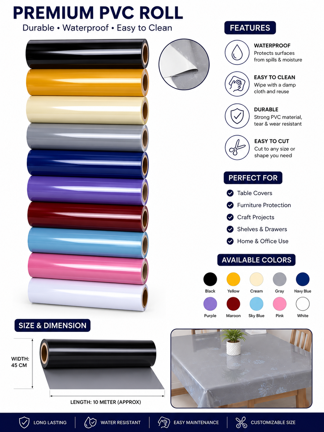 Premium PVC Table Cover Roll