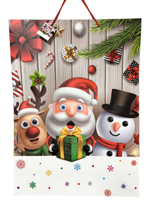 Christmas gift bags.Santa-Snowman design Giant (G). 40 x 55 x 15 cm (approximately 15.5 x 21.5 x 6 inches).