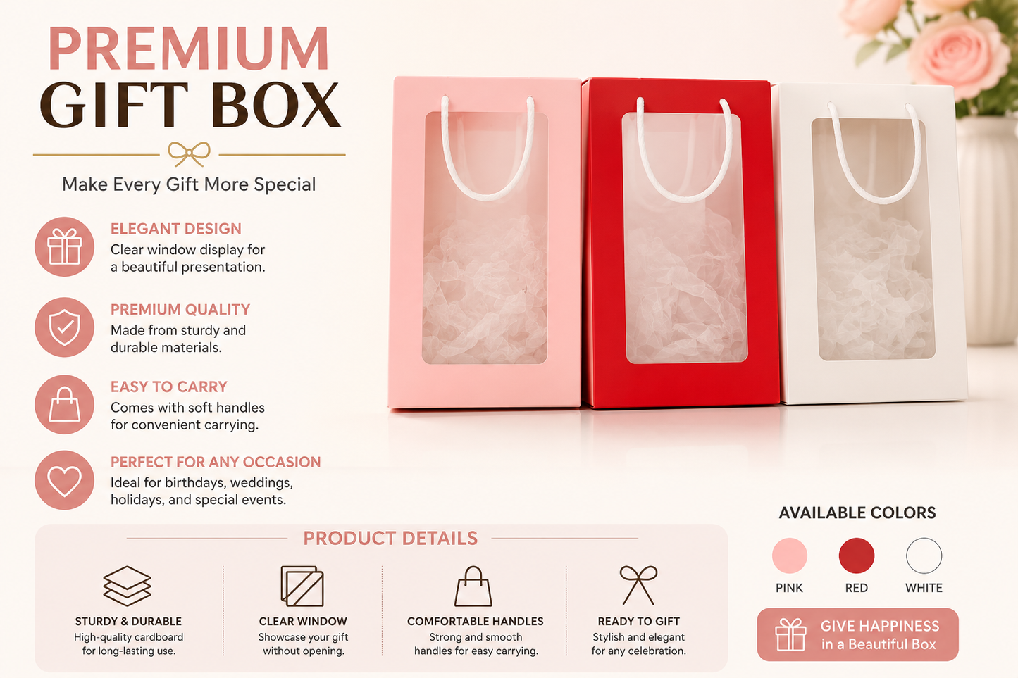 Elegant Gift Packaging Box with Handles