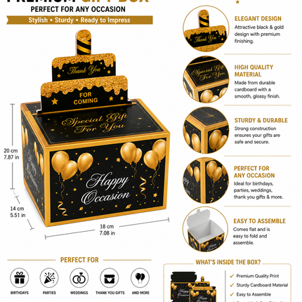 Luxury Black Gold Gift Box – Pull Surprise Gift Box