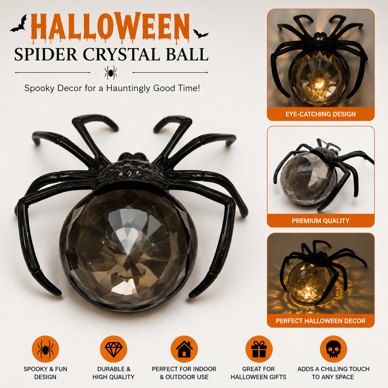 Halloween Spider Crystal Ball LED Decoration Light