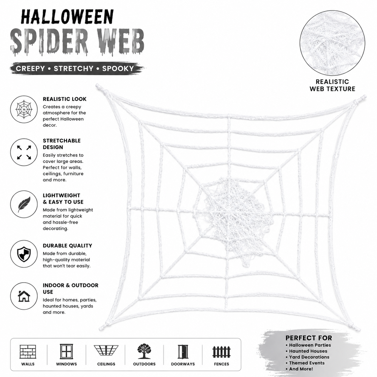 White Halloween Spider Web Net Decoration
