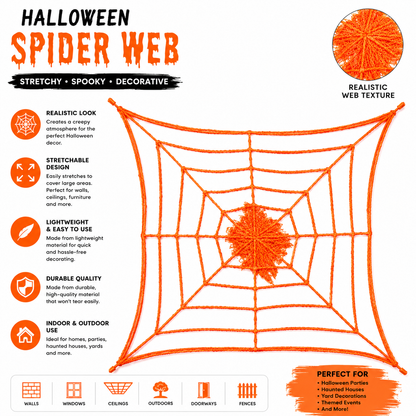 Halloween Spider Web Decoration Orange Stretchable Web