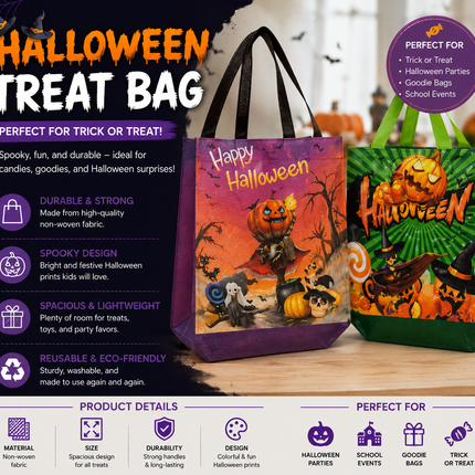 Halloween Treat Bag - with Spooky Pumpkin Designs