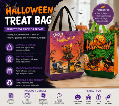 Halloween Treat Bag - with Spooky Pumpkin Designs