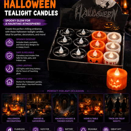 Halloween Flameless Tealight Candles