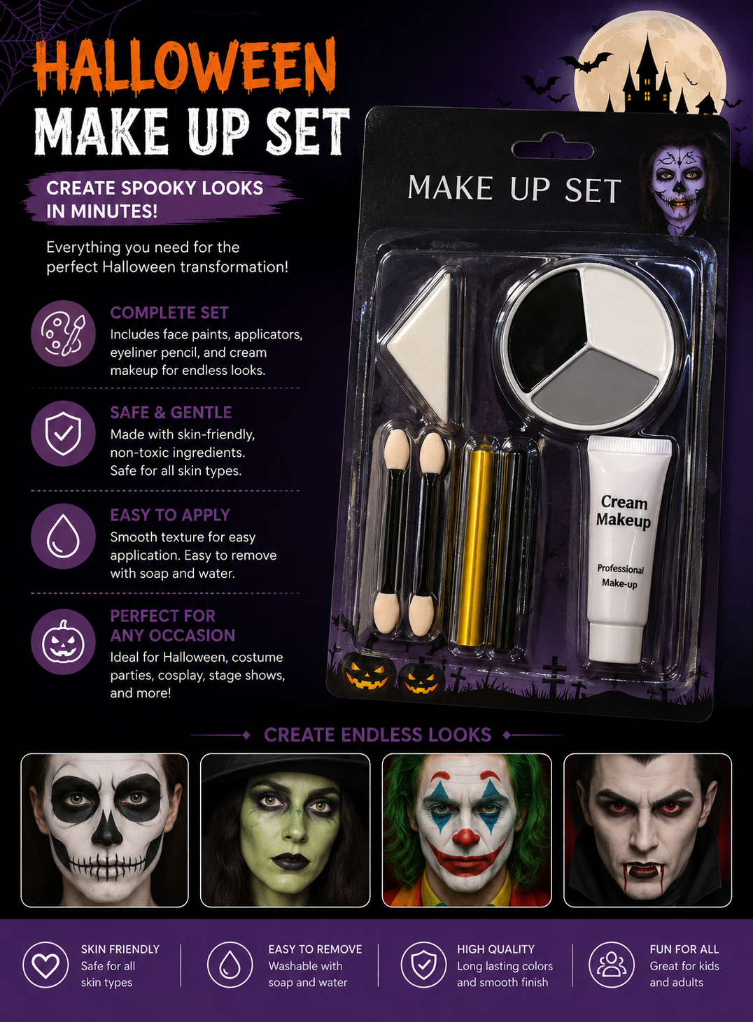 Halloween Face Paint Makeup Kit