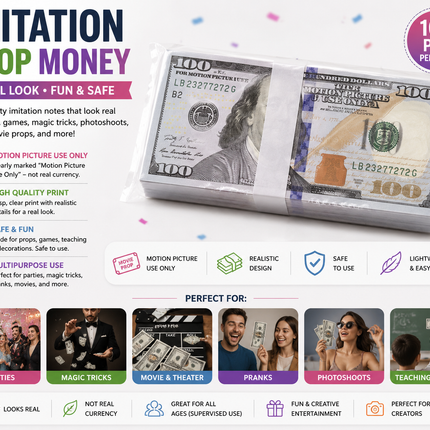 Imitation Prop Money 100PCS Pack – Realistic Fake Money