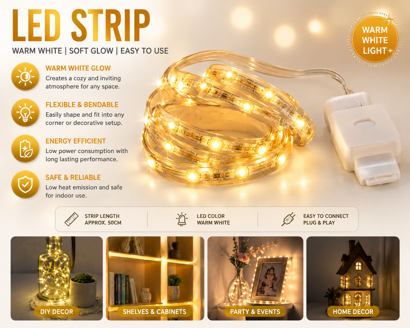 Warm White LED Strip Light