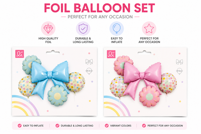 Foil Balloon Set with Bow and Flower Balloons