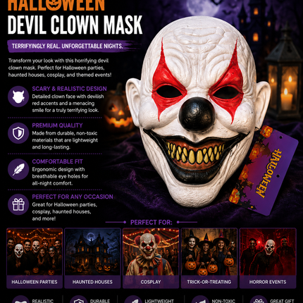 Halloween Scary Devil Clown Mask
