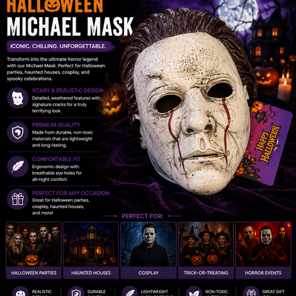 Halloween Horror Mask – Michael Style Full Face Costume Accessory