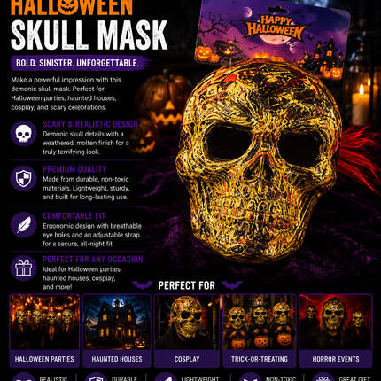 Halloween Skeleton Skull Mask – Horror Costume Accessory