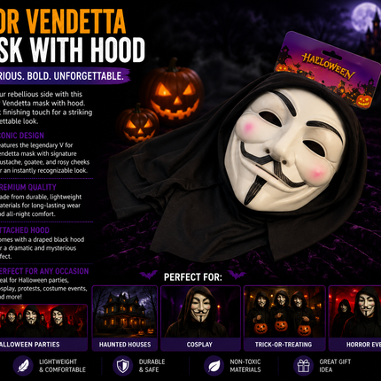 Halloween Anonymous Mask with Hood
