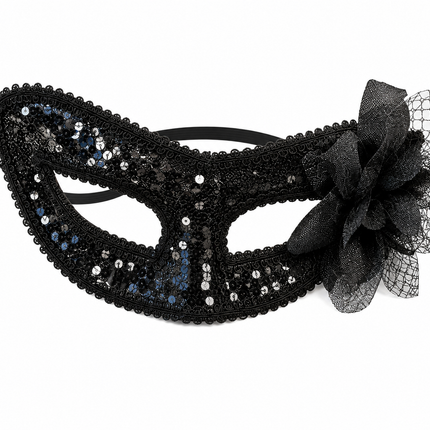 Halloween Black Masquerade Mask with Glitter Finish
