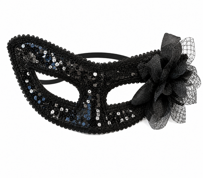 Halloween Black Masquerade Mask with Glitter Finish