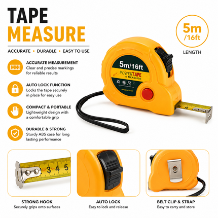 Heavy Duty Tape Measure 5m / 16ft