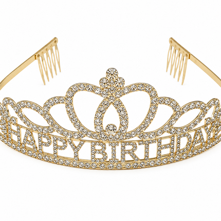Happy Birthday Tiara Headband Rhinestone Crown