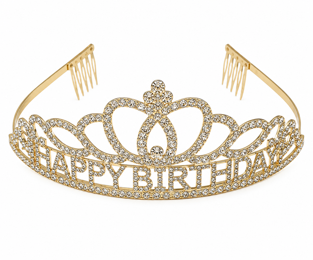 Happy Birthday Tiara Headband Rhinestone Crown