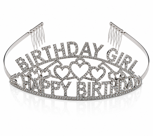 Birthday Girl Rhinestone Tiara Headband Crystal Crown