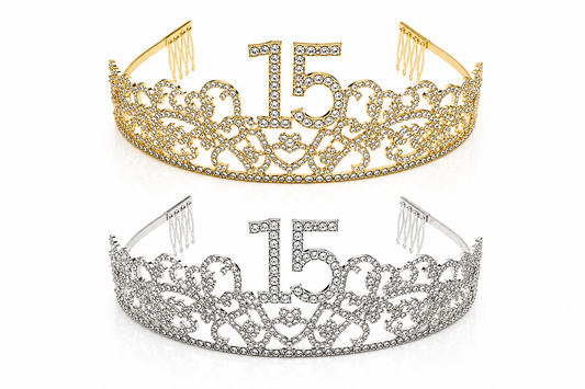 15th Birthday Rhinestone Tiara Crown for Girls