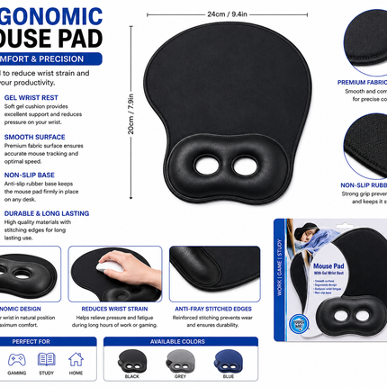 Ergonomic Mouse Pad with Gel Wrist Rest