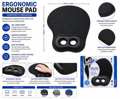 Ergonomic Mouse Pad with Gel Wrist Rest