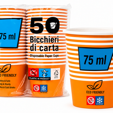 Disposable Paper Cups 75ml – 50 Count