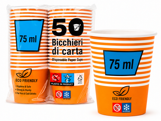 Disposable Paper Cups 75ml – 50 Count