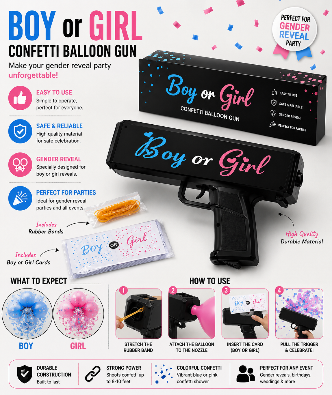 Confetti Balloon Gun for Gender Reveal Parties