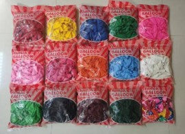 Balloon - 12 inches. 100pc - bag. Mixed colors.
