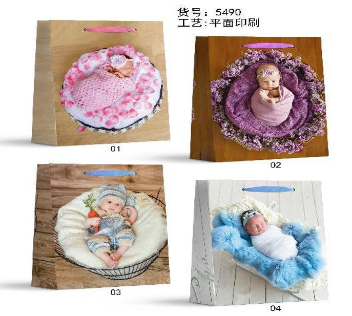 Jumbo Baby Shower Paper Present Gift Bag – Set of 4 Photographic Newborn & Toddler Designs 31 × 40 × 12 cm