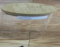 Glass jar with wooden lid