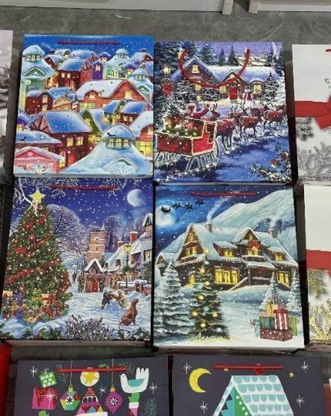 Christmas gift blue color bags. Jumbo (J). 31 x 40 x 12 cm (approximately 12 x 15.5 x 4.5 inches).
