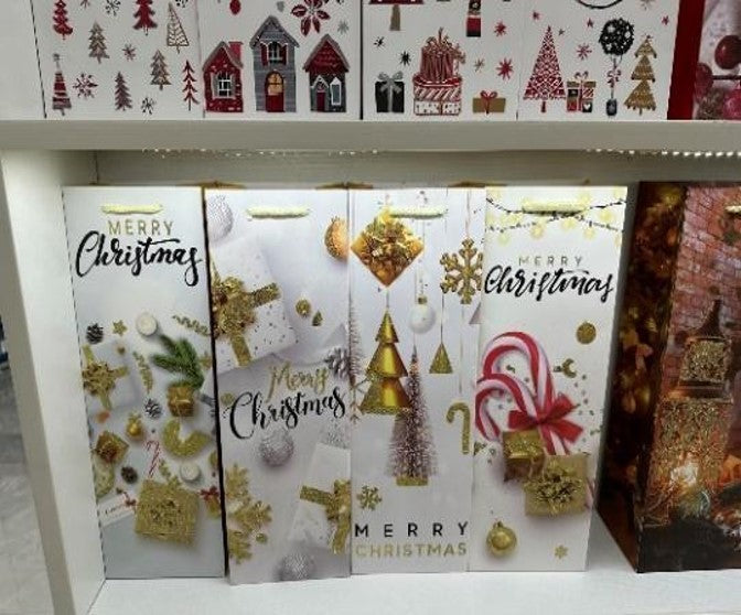 Christmas Gift Bag (082)- Size Wine (W) 12 x 35 x 9 cm (approximately 4.5 x 13.5 x 3.5 inches).